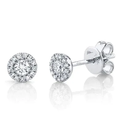 0.24ctw Diamond Halo Earring, 14K White Gold