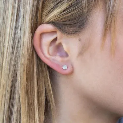 0.24ctw Diamond Halo Earring, 14K White Gold