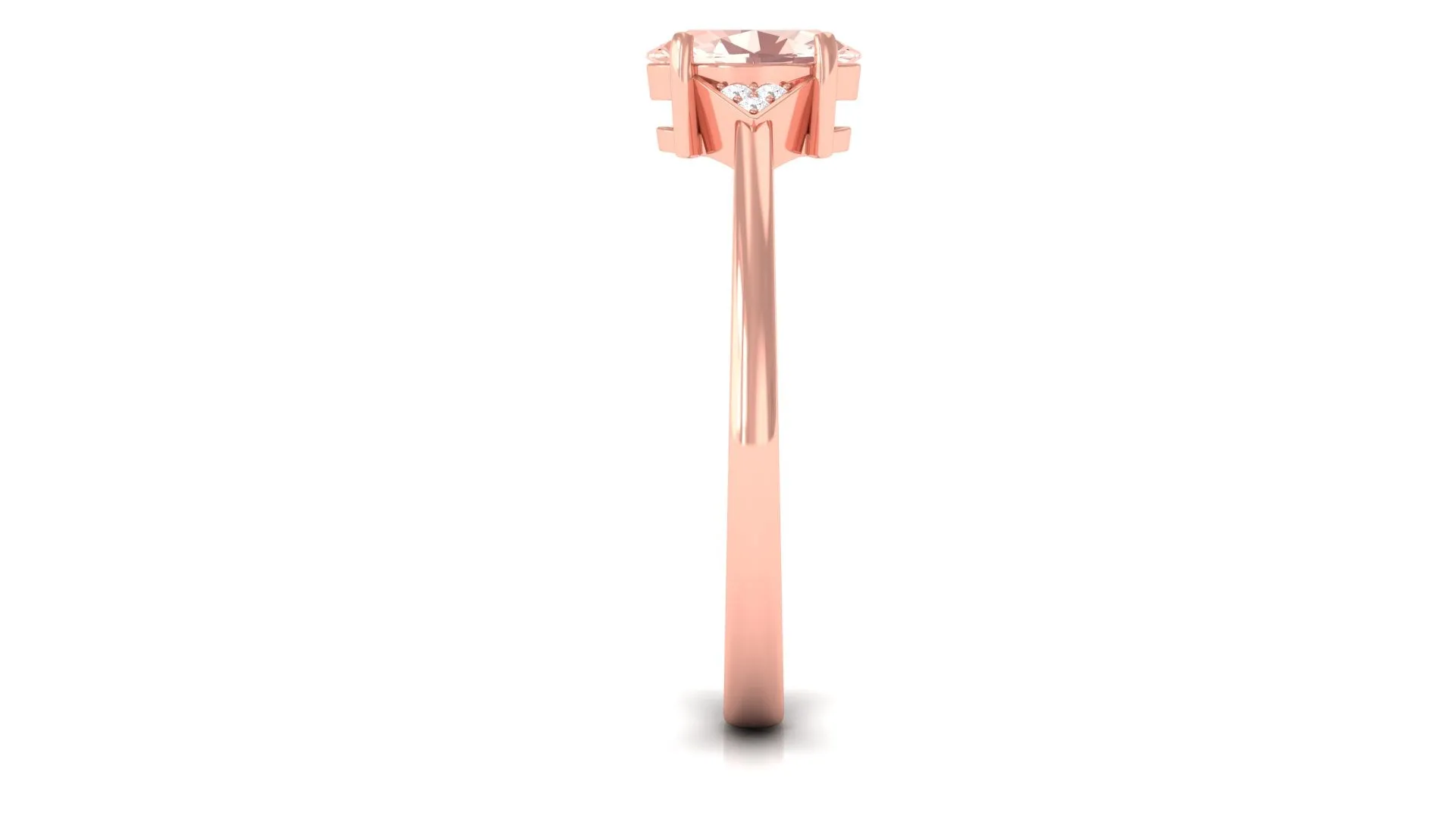 0.75 CT Oval Morganite Solitaire Ring with Diamond Accent