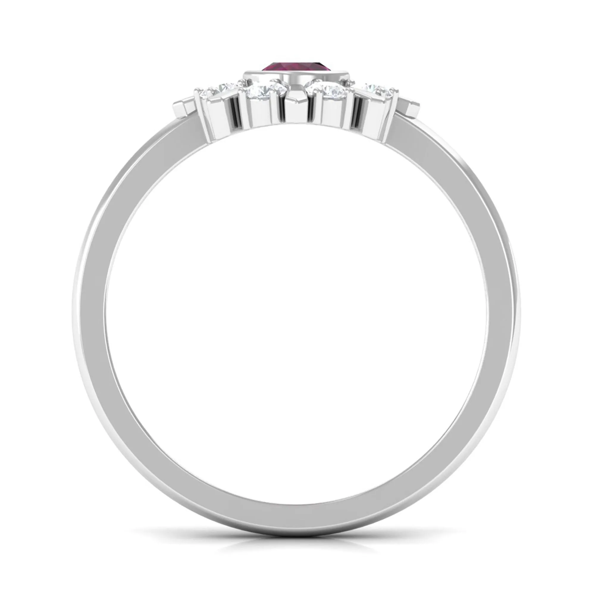 0.75 CT Real Rhodolite Statement Ring with Diamond Stones