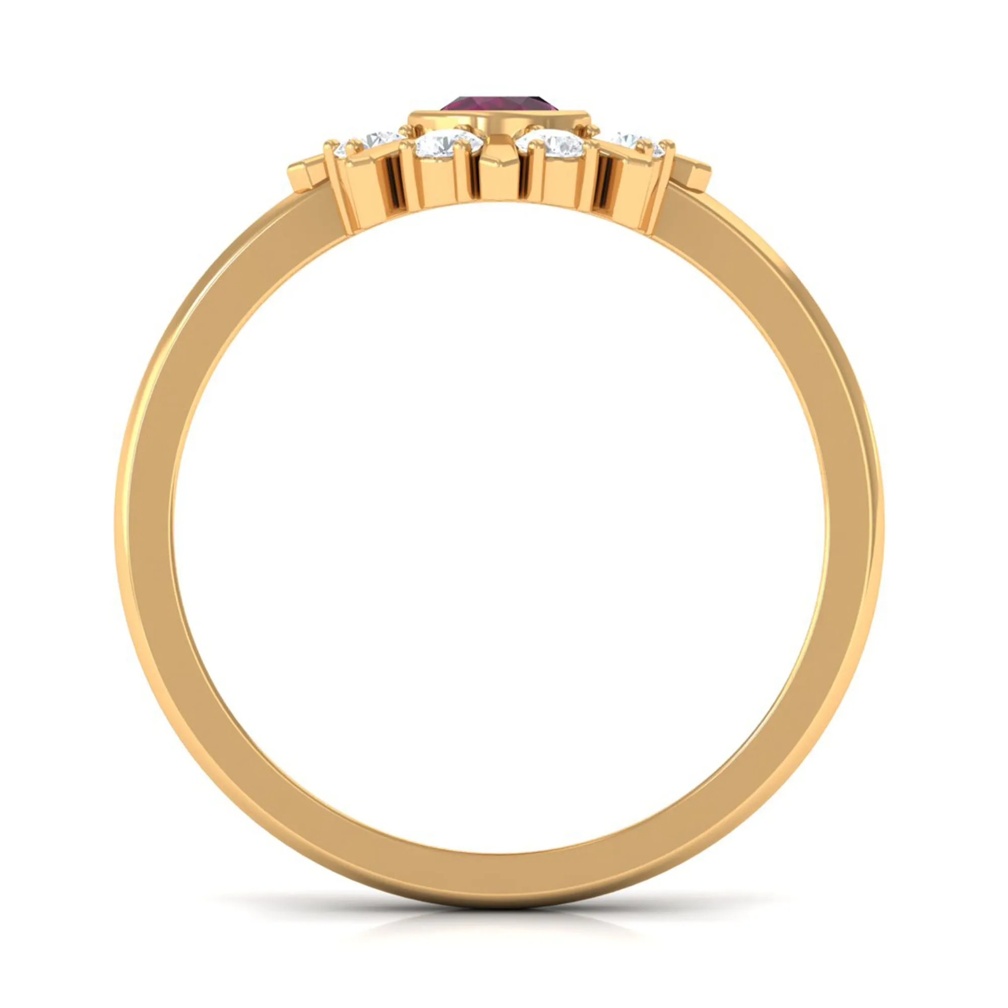0.75 CT Real Rhodolite Statement Ring with Diamond Stones
