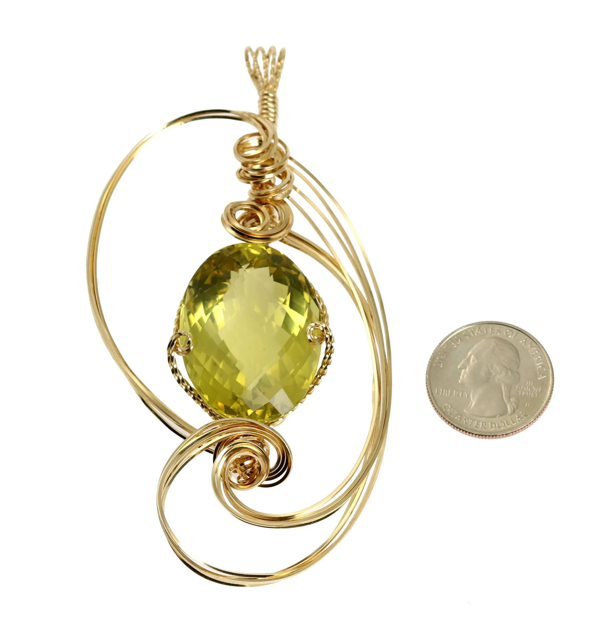 102.5 CT Green Gold Quartz 14K Gold-filled Pendant