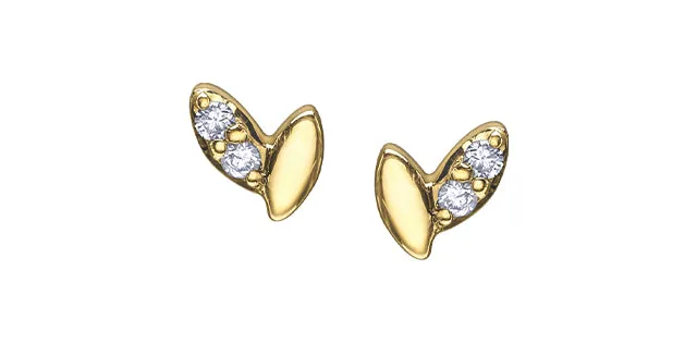 10K Yellow Gold "Wheat" Stud Earrings