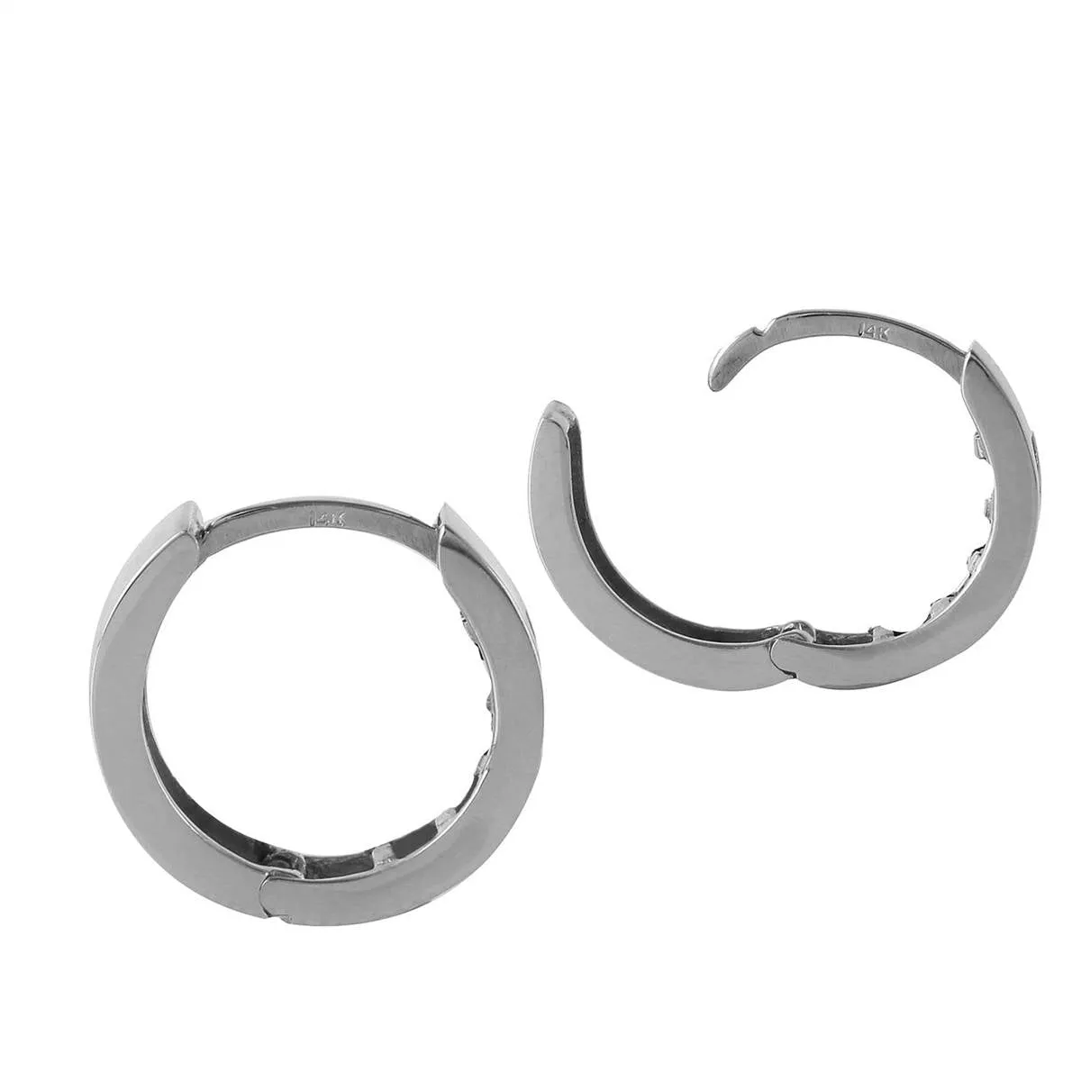 1.3 Carat 14K Solid White Gold Hoop Huggie Earrings Garnet
