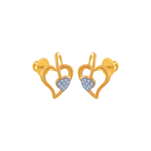 14k (585) Yellow Gold And Diamond Stud Earrings For Women