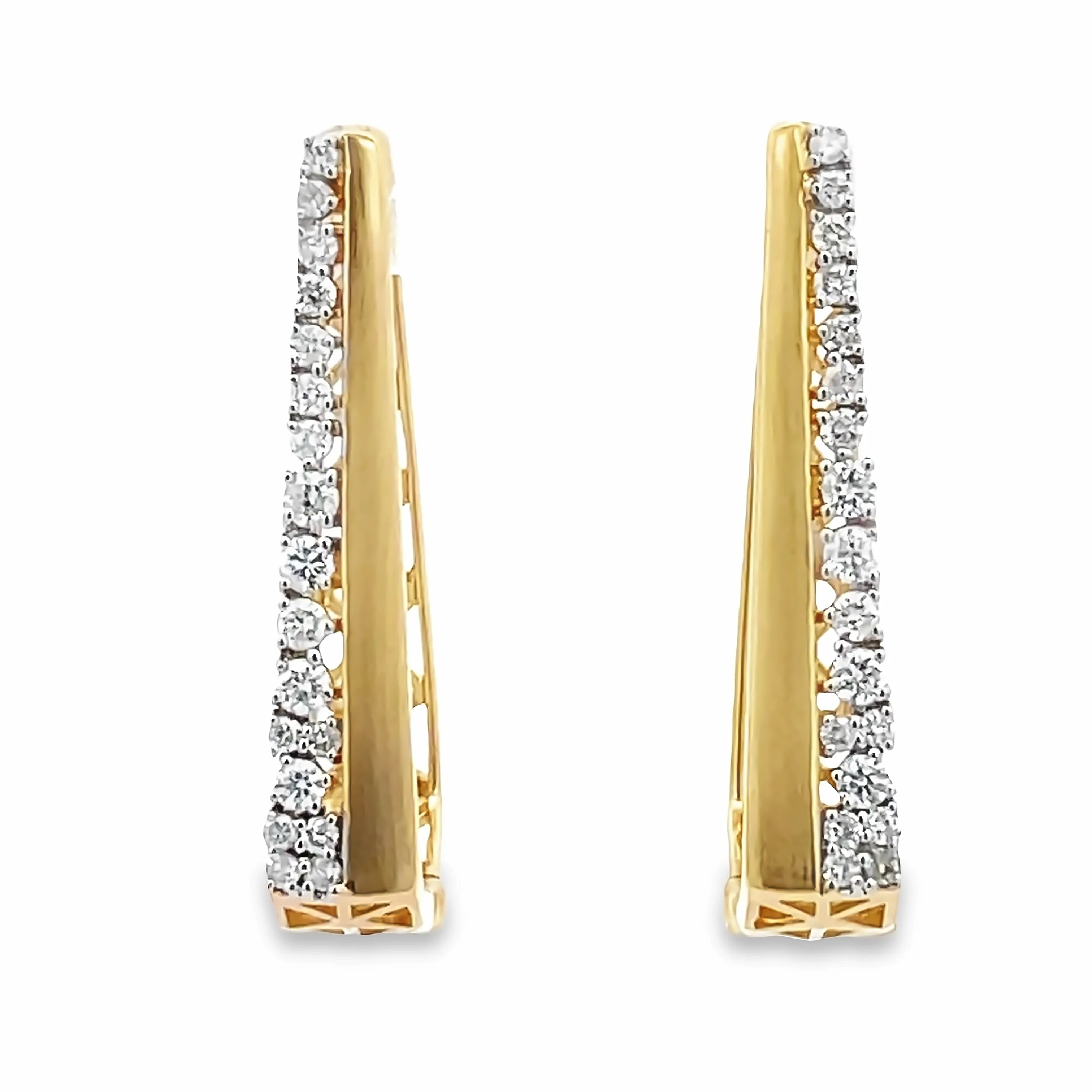 14k Gold Diamond Geometric Hoops