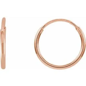 14K Rose Endless Tube 10 mm Hoop Earring