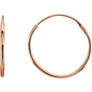 14K Rose Endless Tube 10 mm Hoop Earring