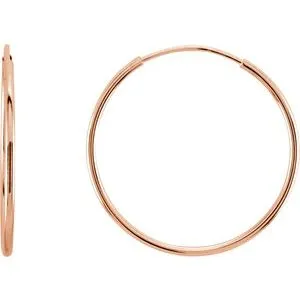 14K Rose Endless Tube 10 mm Hoop Earring