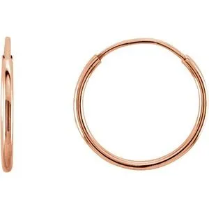 14K Rose Endless Tube 10 mm Hoop Earring