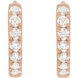 14K Rose Gold 1/5 CTW Lab-Grown Diamond Hoop Earrings
