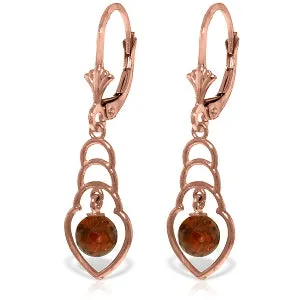 14K Solid Rose Gold Natural Garnet Certified Earrings