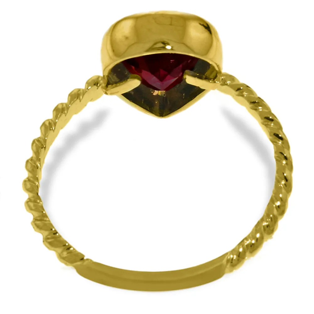 14K Solid Yellow Gold Rings w/ Natural Pear Shape Garnet