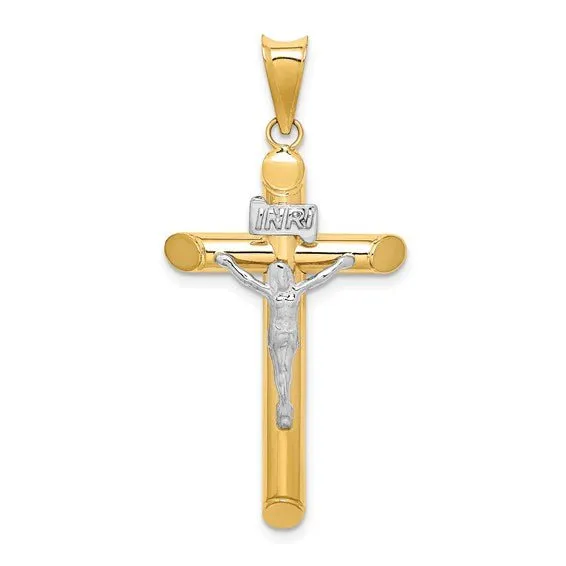 14K TT Gold Hollow Crucifix