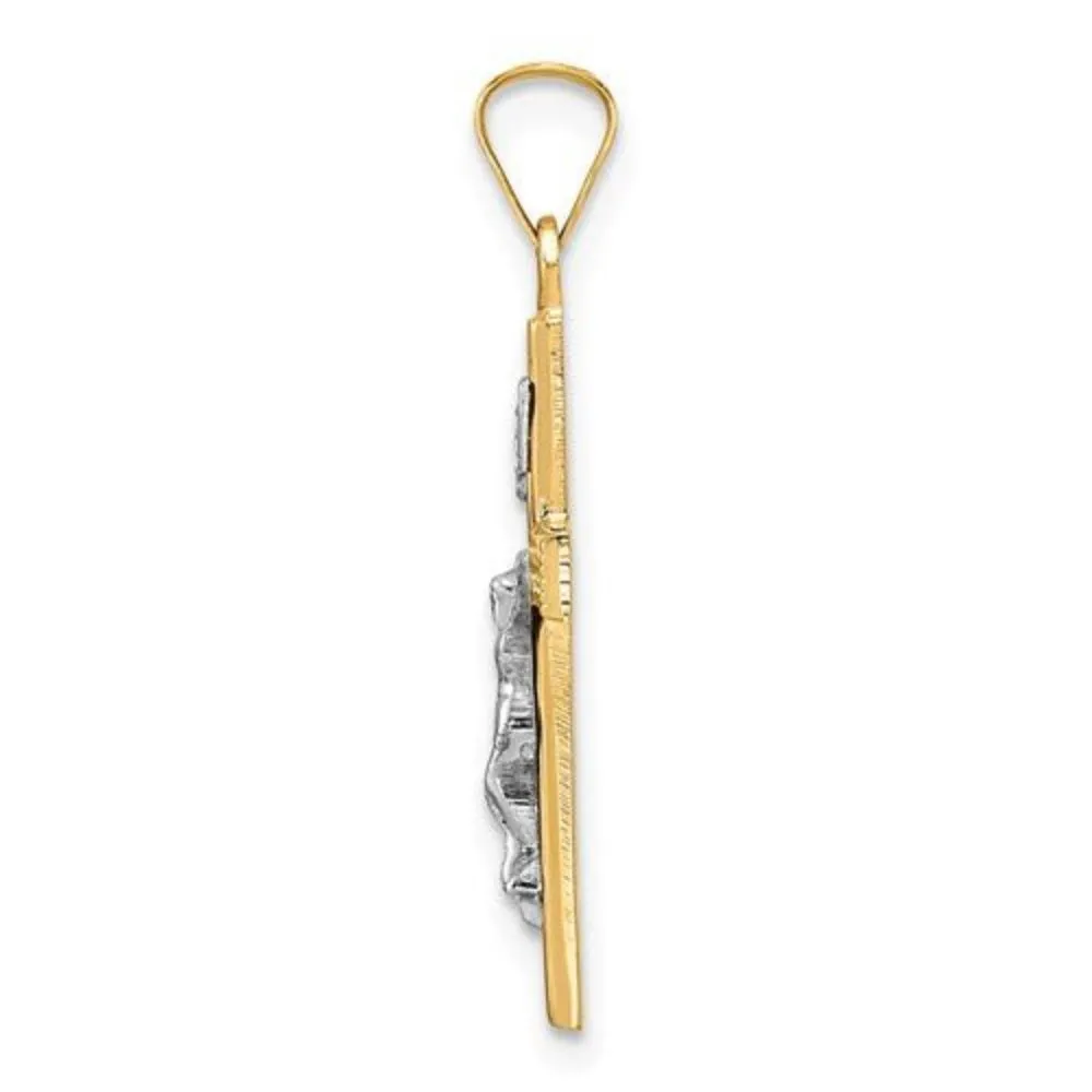 14K TT Gold Solid Crucifix 23.5mm x 14mm