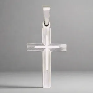 14K W Gold Small Hollow 11mm Cross 19.2mm x 11mm