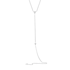 14k White Gold Diamond Triangle Lariat Necklace - 0.07ct V0047