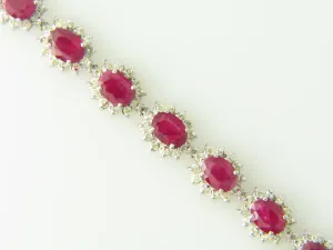 14K White Gold, Ruby and Diamond Bracelet