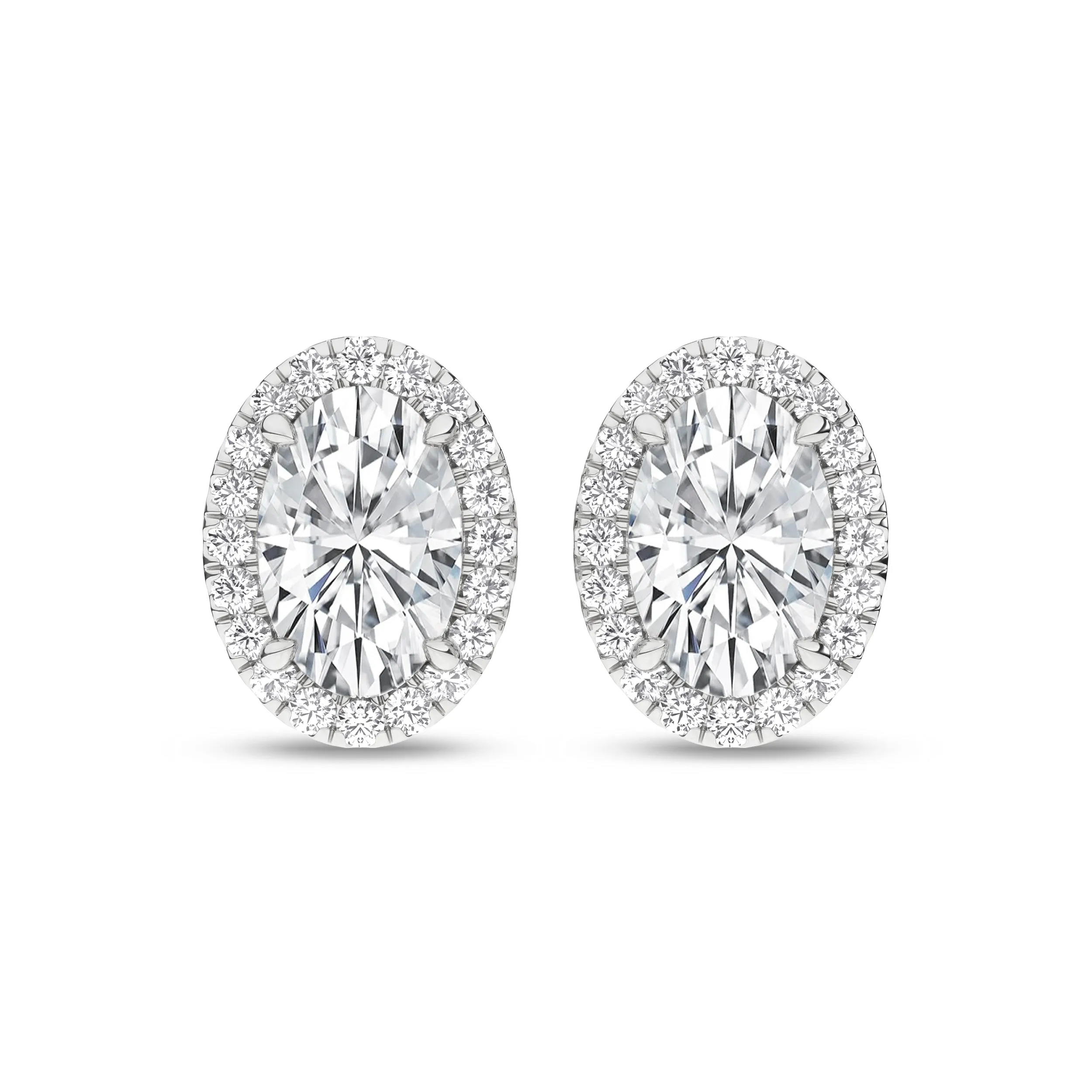 14K White Lab Grown Diamond Halo Earrings