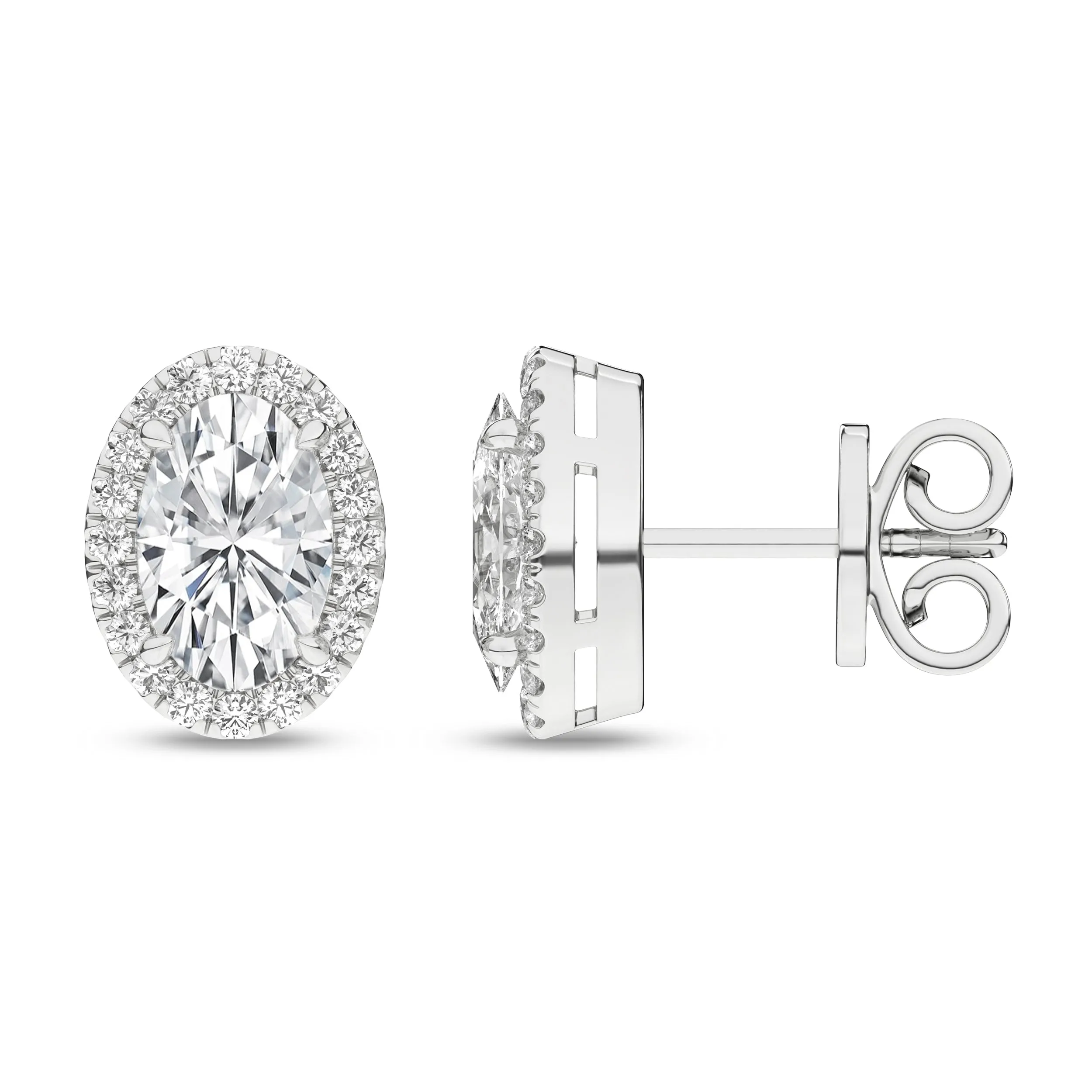 14K White Lab Grown Diamond Halo Earrings