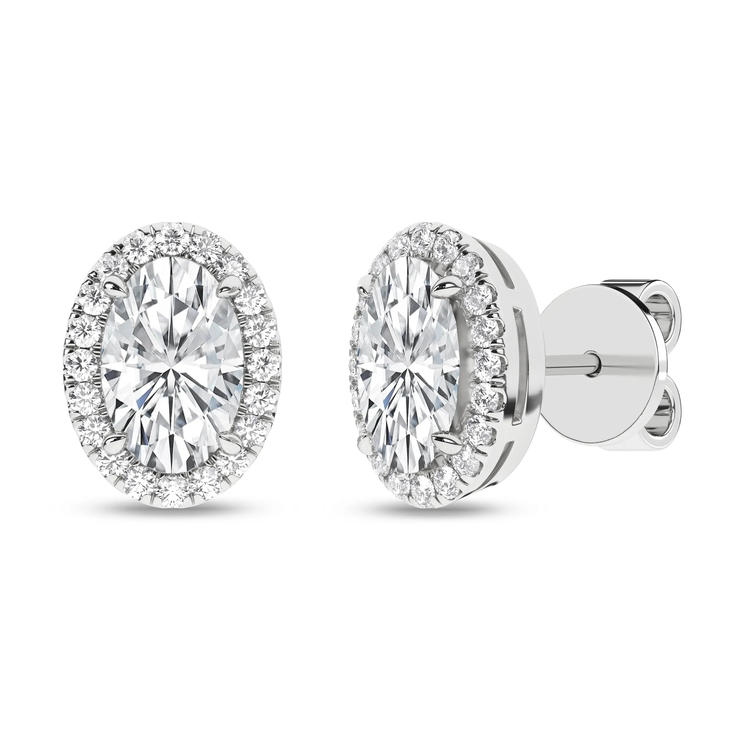 14K White Lab Grown Diamond Halo Earrings
