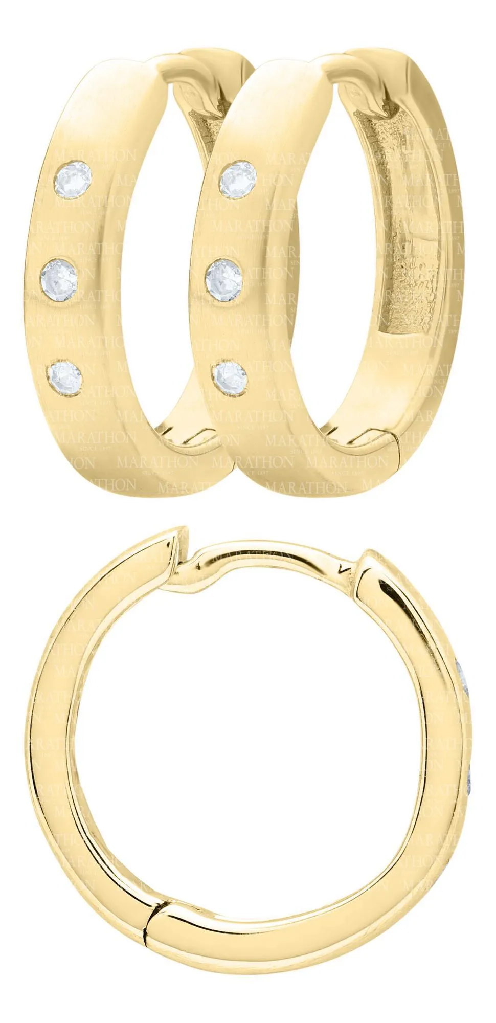 14K Y Gold .03tcw Diamond Huggie Earrings