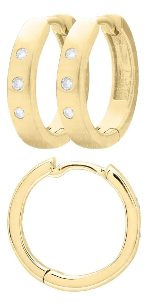 14K Y Gold .03tcw Diamond Huggie Earrings