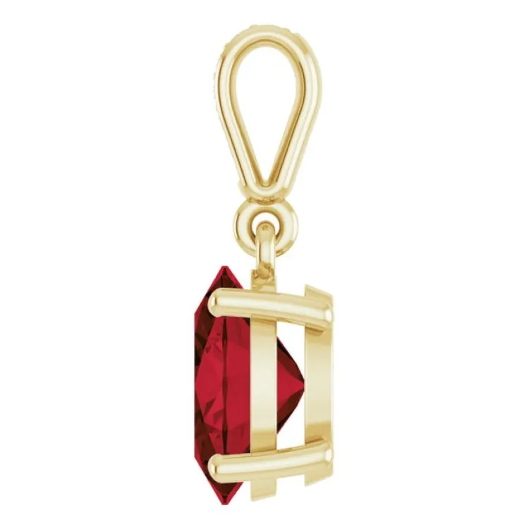 14K Yellow 9x7 mm Oval Natural Mozambique Garnet and .03 CTW Natural Diamond Pendant