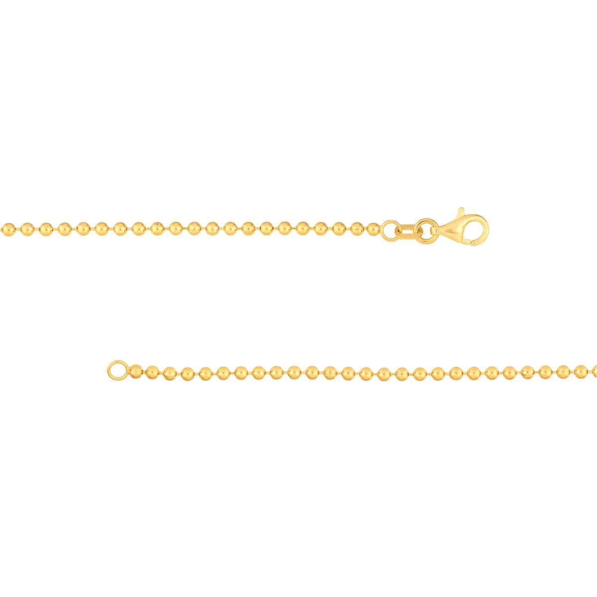 14K Yellow Gold 2.00mm Beaded Chain w/Dangle Disc Bracelet