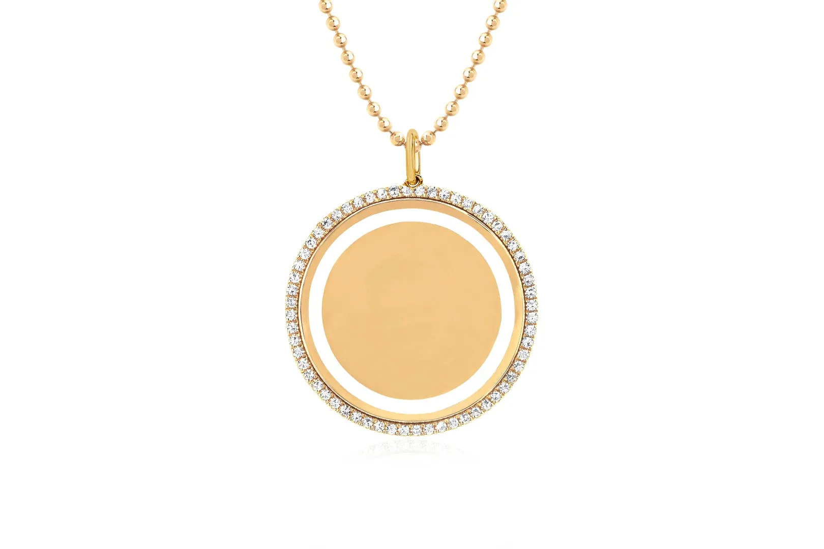 14K YELLOW GOLD DIAMOND DISK NECKLACE
