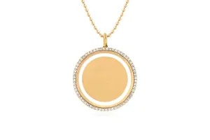14K YELLOW GOLD DIAMOND DISK NECKLACE