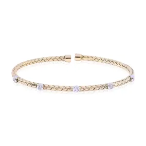 14K YELLOW GOLD DIAMOND FLEXIBLE CUFF BRACELET - 0.25CTW