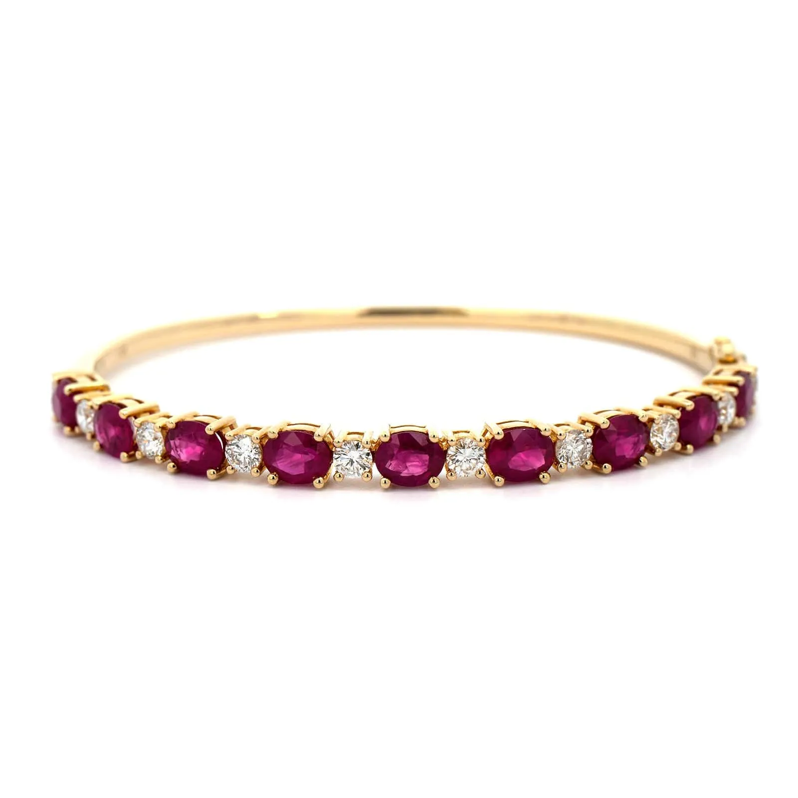 14K Yellow Gold Oval Ruby and Diamond Bracelet