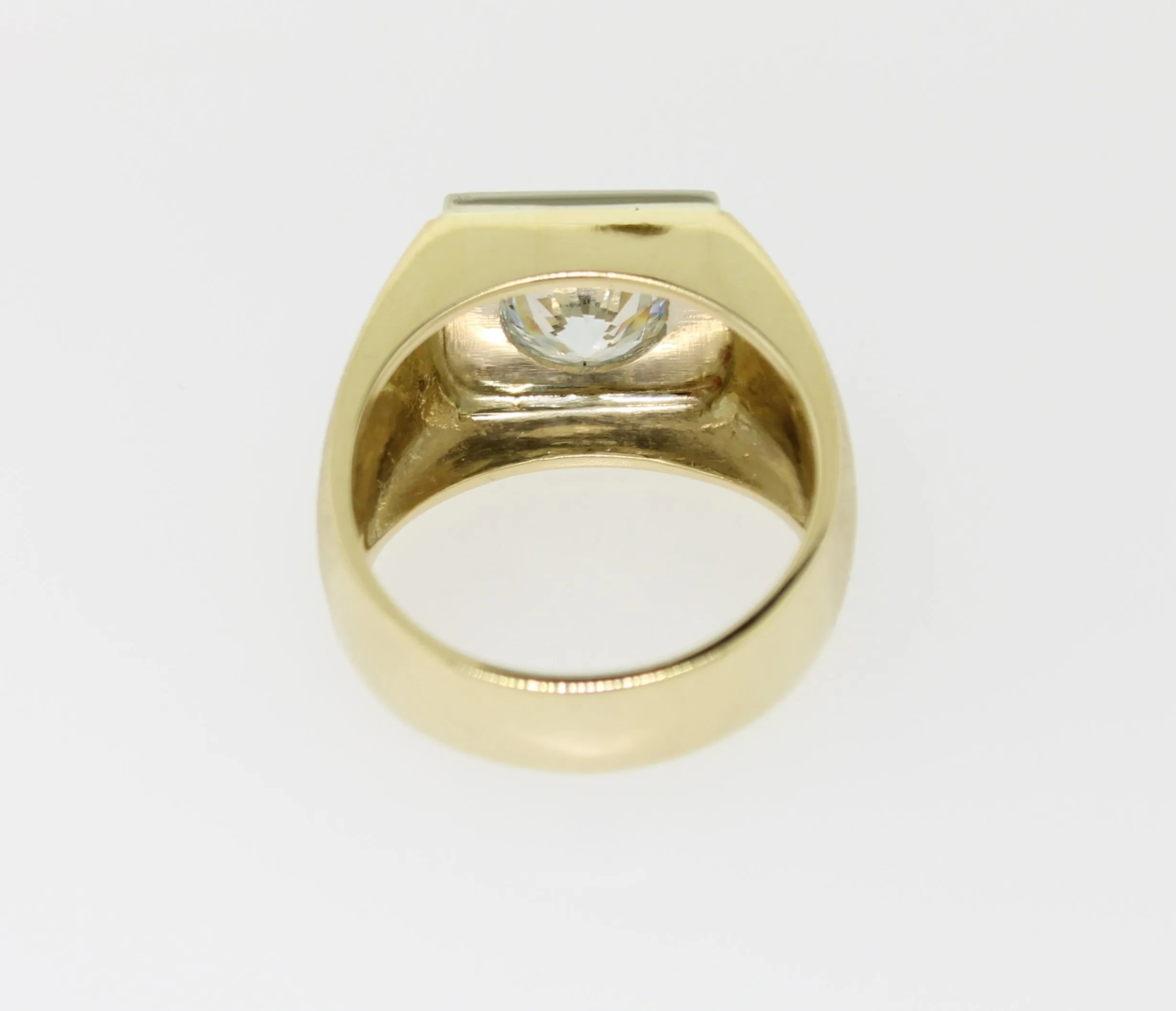 14K Yellow Gold Solitaire Imitation Diamond Ring Finger Size 9.25 Preowned