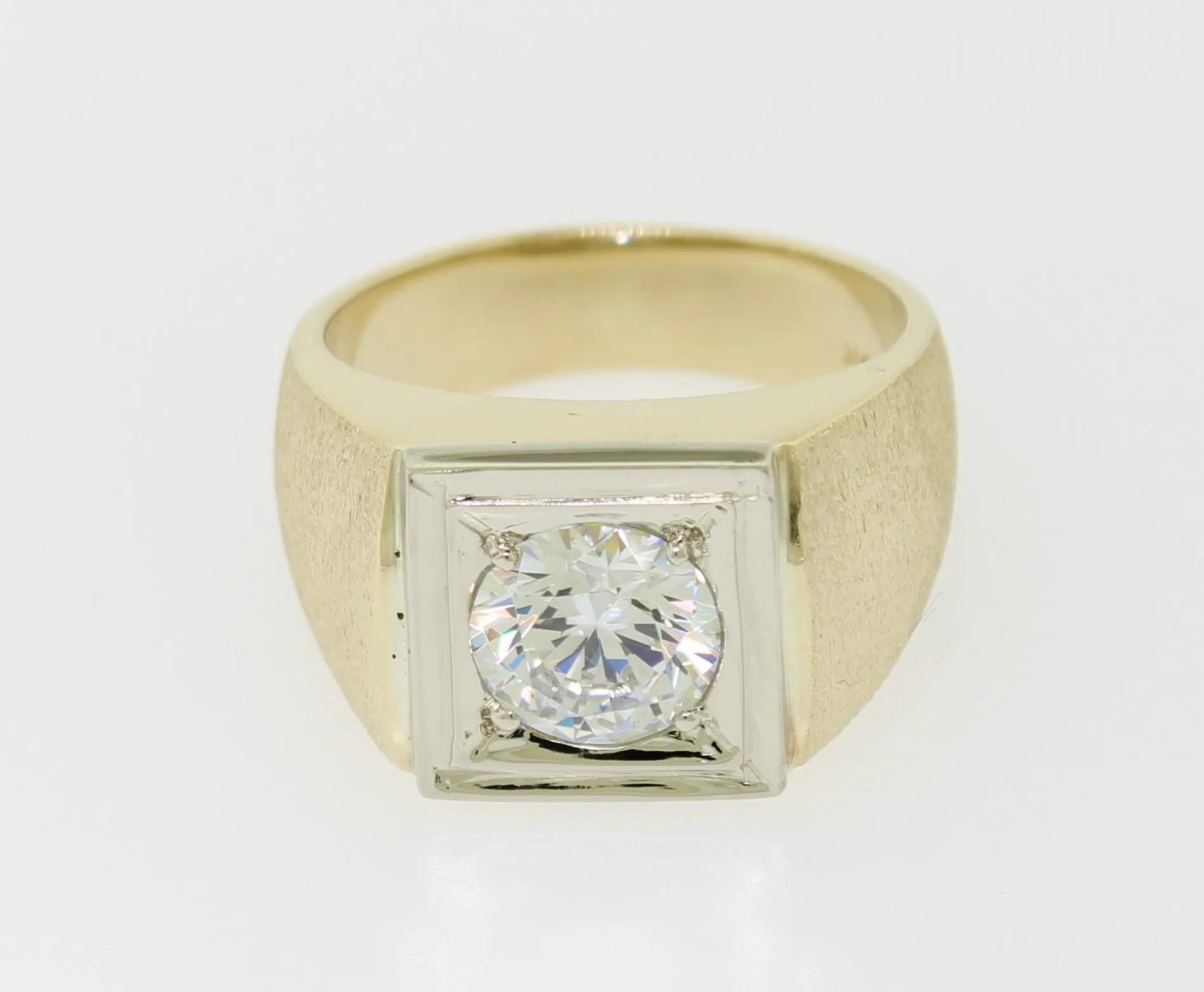 14K Yellow Gold Solitaire Imitation Diamond Ring Finger Size 9.25 Preowned