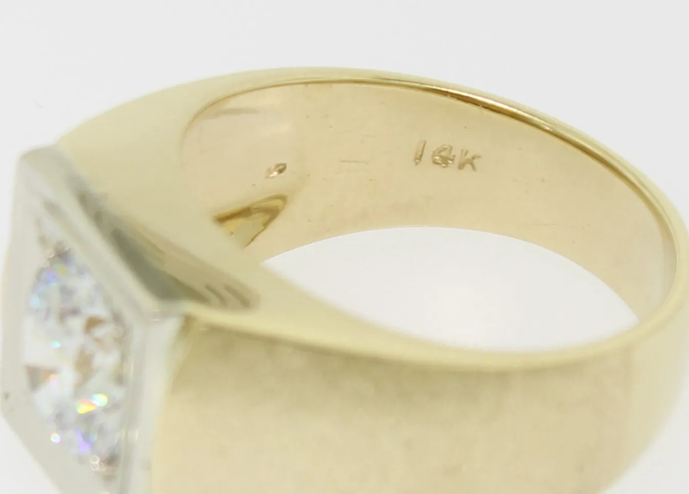 14K Yellow Gold Solitaire Imitation Diamond Ring Finger Size 9.25 Preowned
