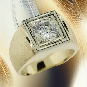 14K Yellow Gold Solitaire Imitation Diamond Ring Finger Size 9.25 Preowned