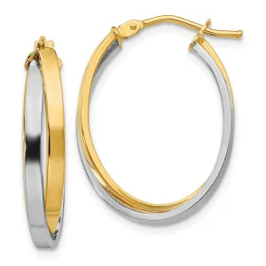 14k Yellow Rhodium Hinged Hoop Earrings