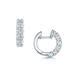 18ct White Gold Oval Diamond Half Hoop Earrings