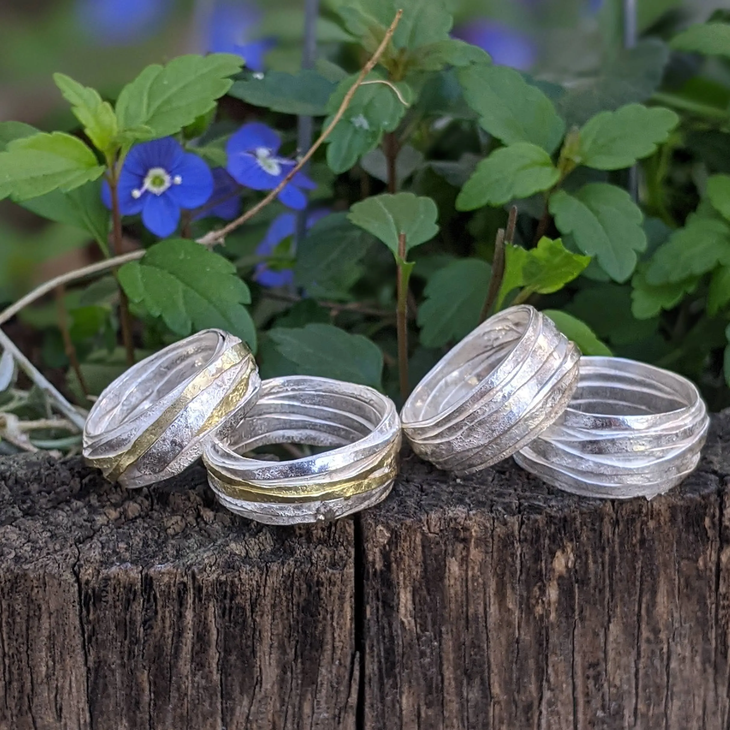 18k Gold and Sterling Silver Wrap Ring 8mm wide