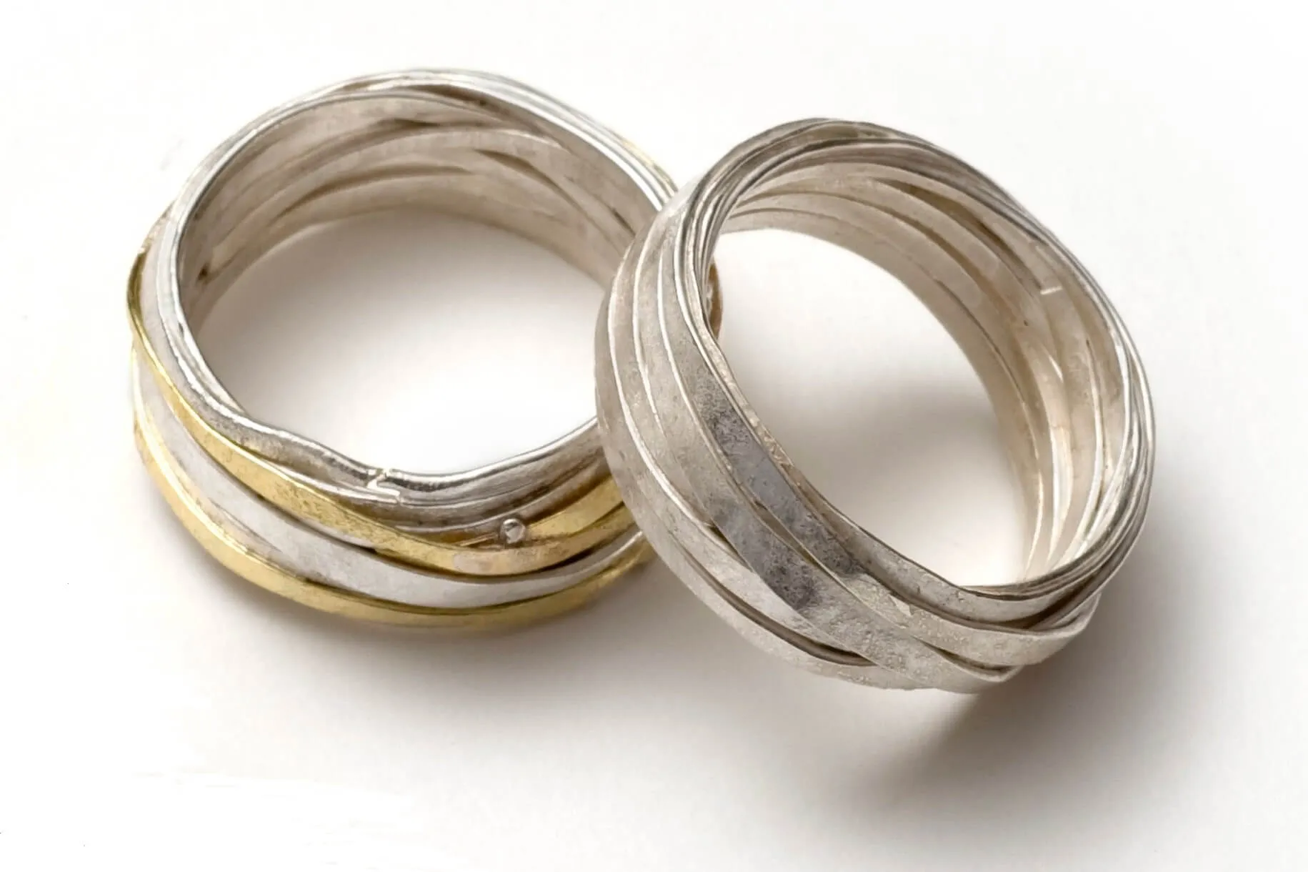 18k Gold and Sterling Silver Wrap Ring 8mm wide