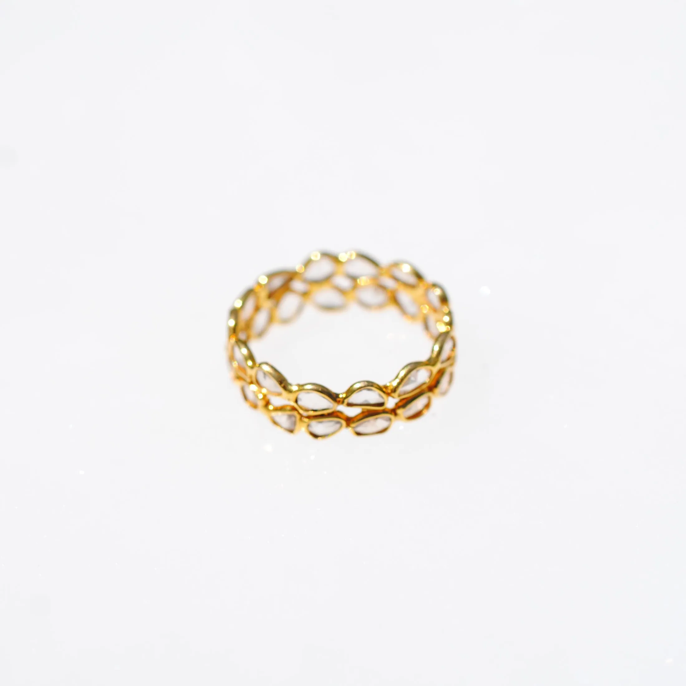 18k Gold Double Sliced Diamond Band, size 6