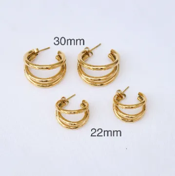 18K Gold-Filled Triple Hoop Earrings (Big 30mm)