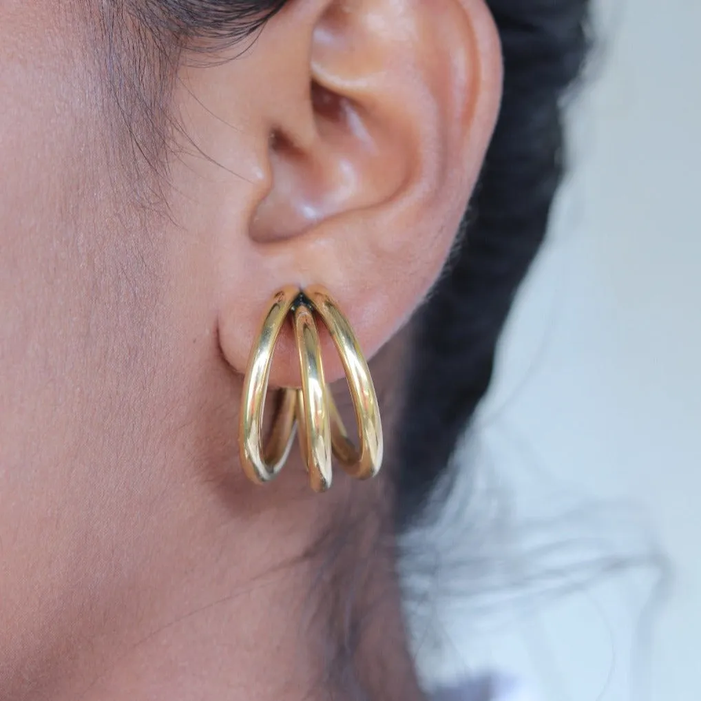 18K Gold-Filled Triple Hoop Earrings (Big 30mm)