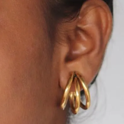 18K Gold-Filled Triple Hoop Earrings (Big 30mm)