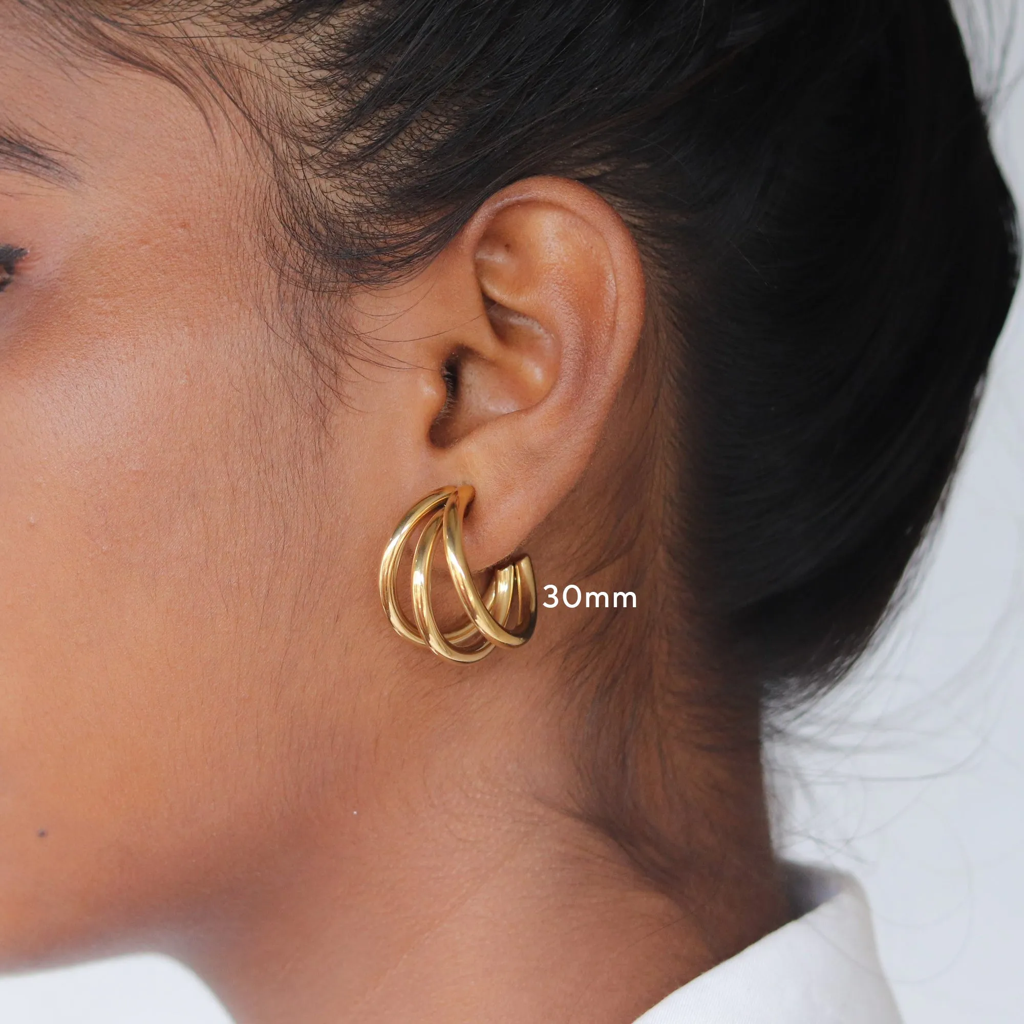 18K Gold-Filled Triple Hoop Earrings (Big 30mm)