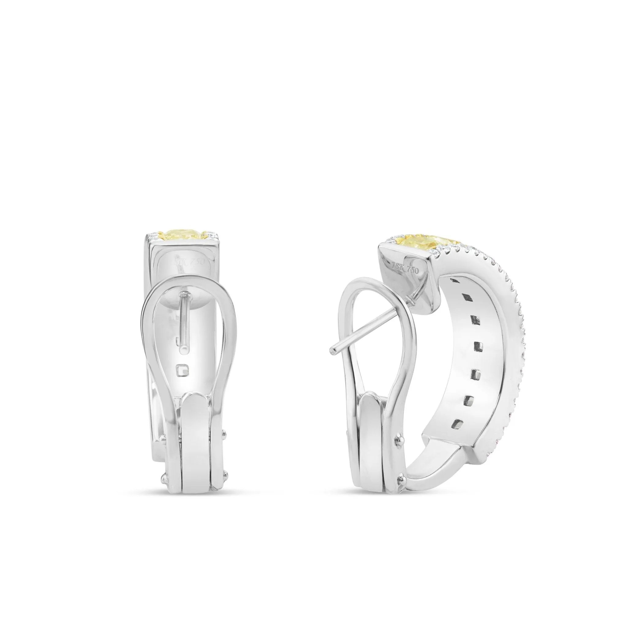 18K White Gold 7.91ct Yellow Diamond Huggie Hoop Earrings