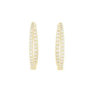 18k Yellow Gold 22mm Inside Out Diamond Hoop Earrings