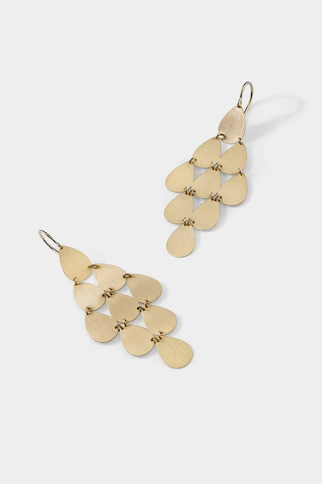 18K Yellow Gold 9 Drop Chandelier Earrings