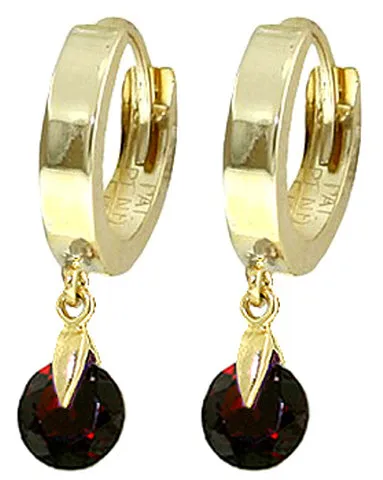 2 Carat 14K Solid White Gold Hoop Earrings Natural Garnet